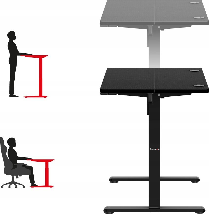 Tavolinë elektrike gaming Huzaro Hero 7.9, 100 x 60 cm, rregullim elektrik i lartësisë, e zezë 4