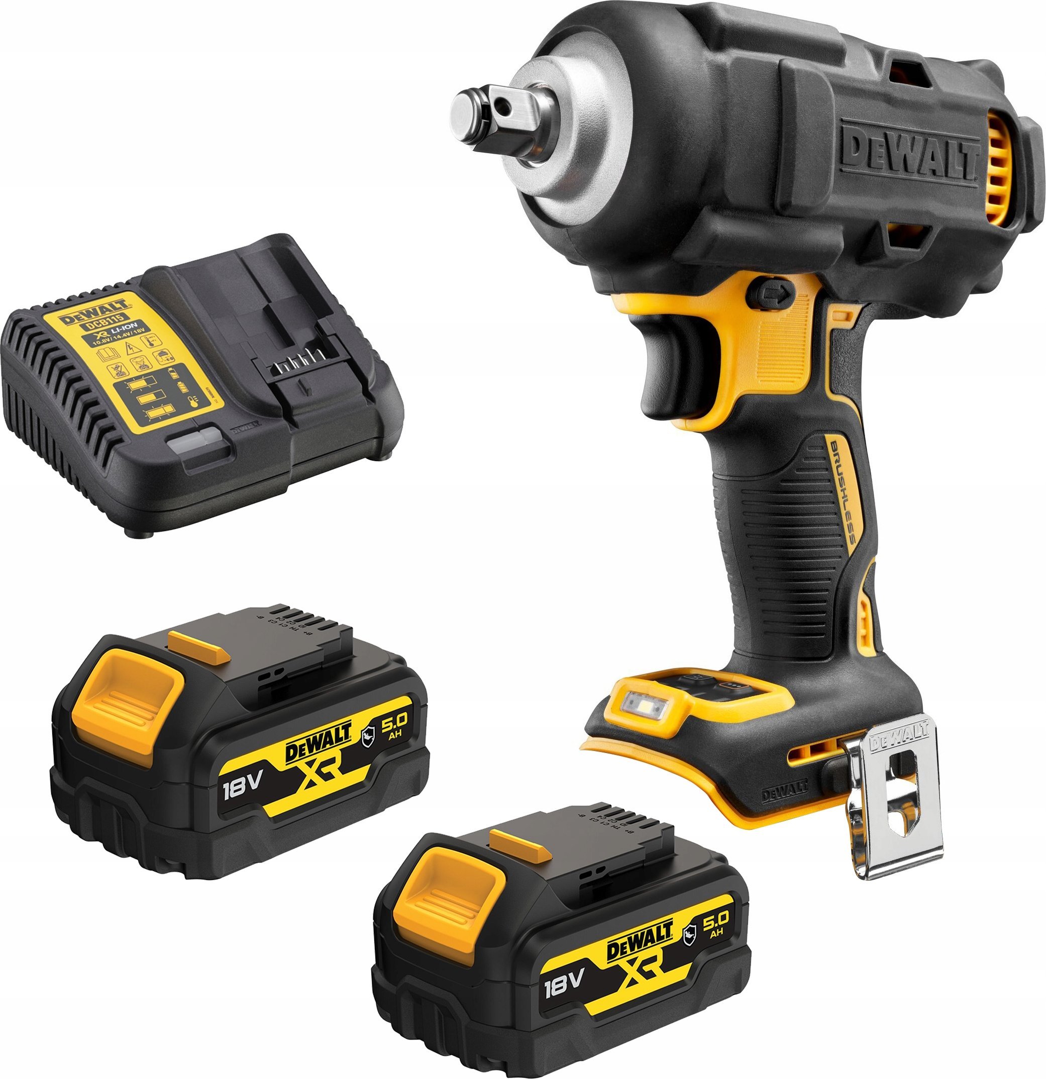 Çelës goditës Dewalt DCF891P2G-QW, 18V XR, 5.0Ah Li-ion, pa furça