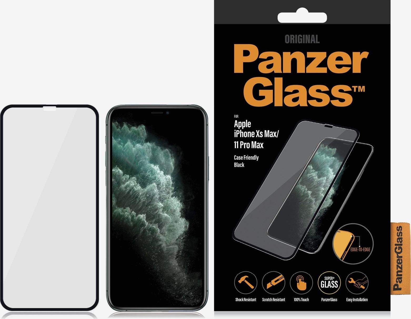 Xham mbrojtës PanzerGlass për iPhone XS Max / 11 Pro, i zi