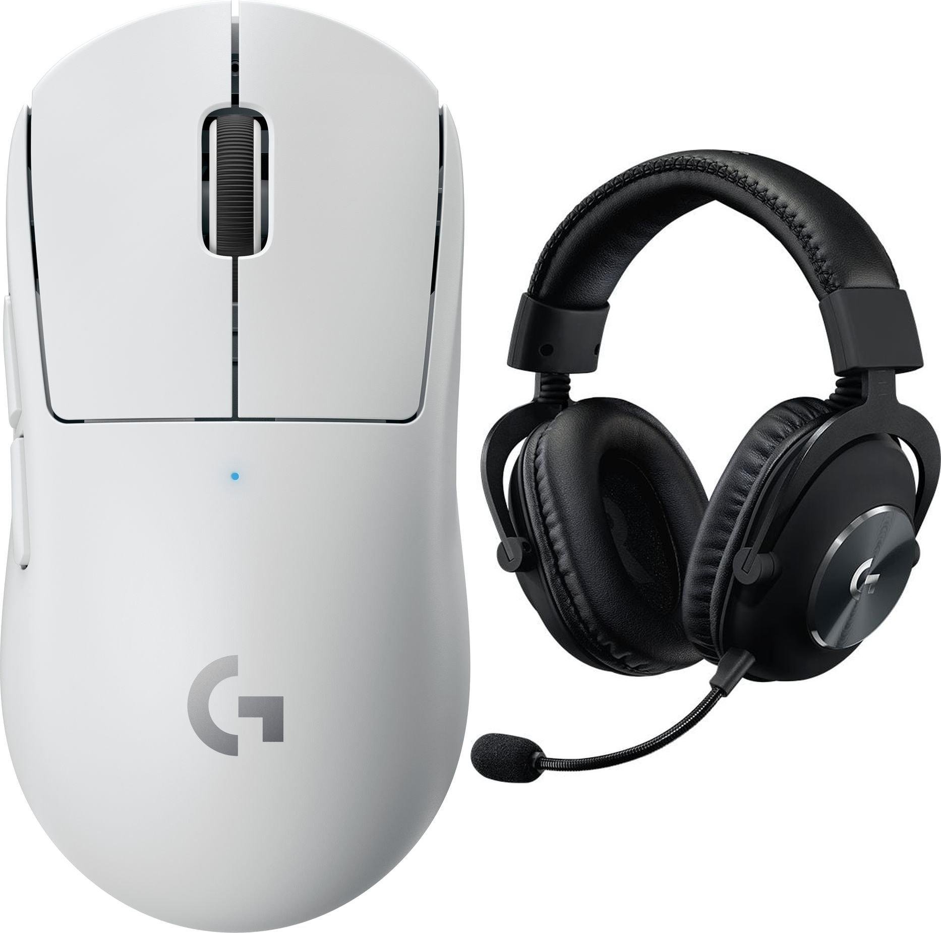 Pako gaming Logitech G Pro X, maus Superlight wireless, kufje G Pro X, i bardhë dhe i zi