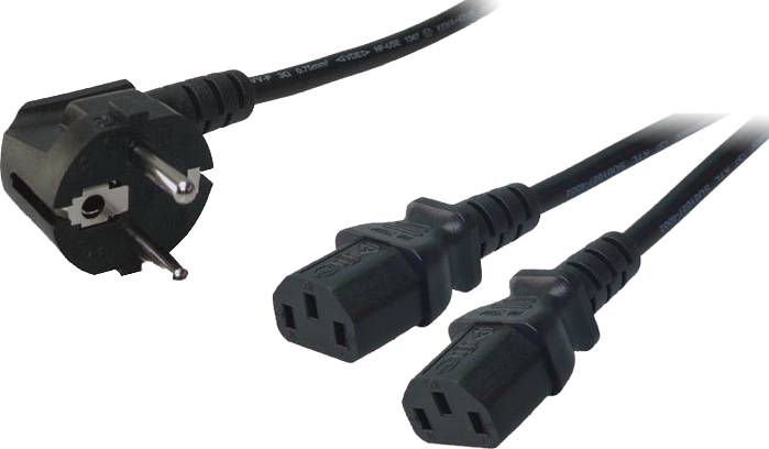 Kabllo energjie LogiLink, Schuko - C13 x2, 1.50 m, e zezë