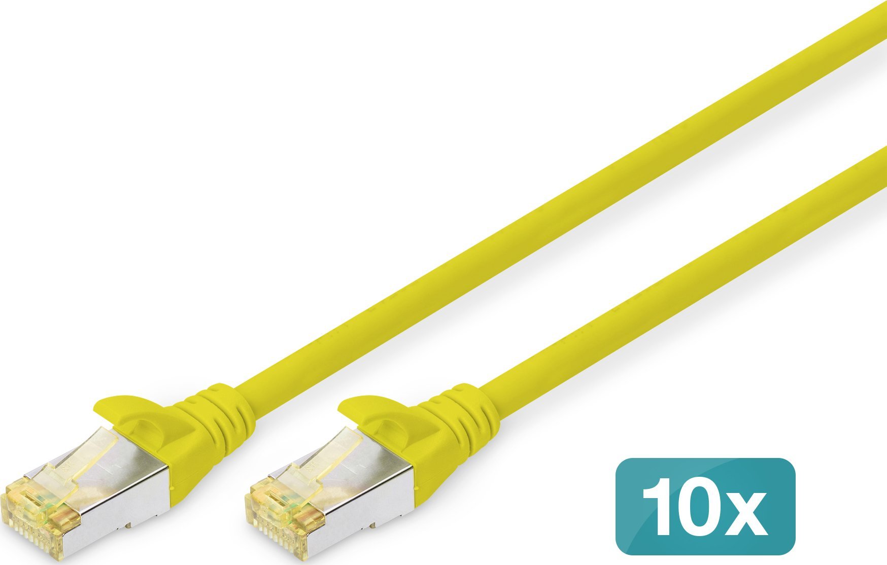 Kabllo rrjeti Digitus CAT 6A S/FTP, set 10 copë, RJ45, e verdhë