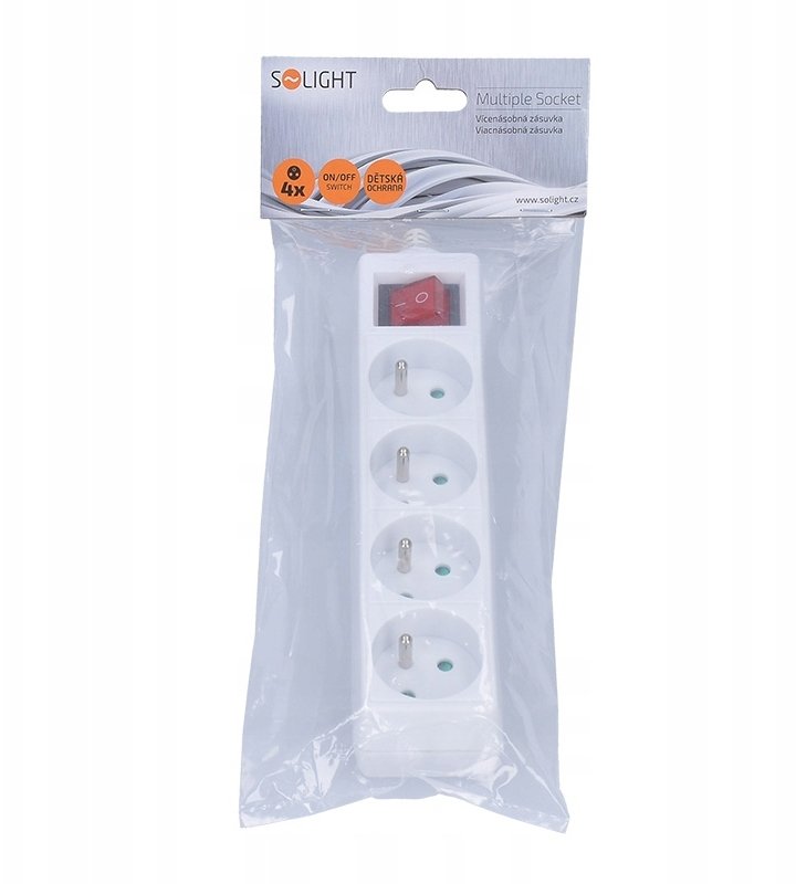 Shtekerlistë Solight PZ14, 4 dalje, me çelës ON/OFF, e bardhë