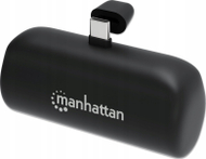 Karikues portativ Manhattan 5000 mAh, prizë USB-C e integruar, 20 W, me mbajtëse, i zi