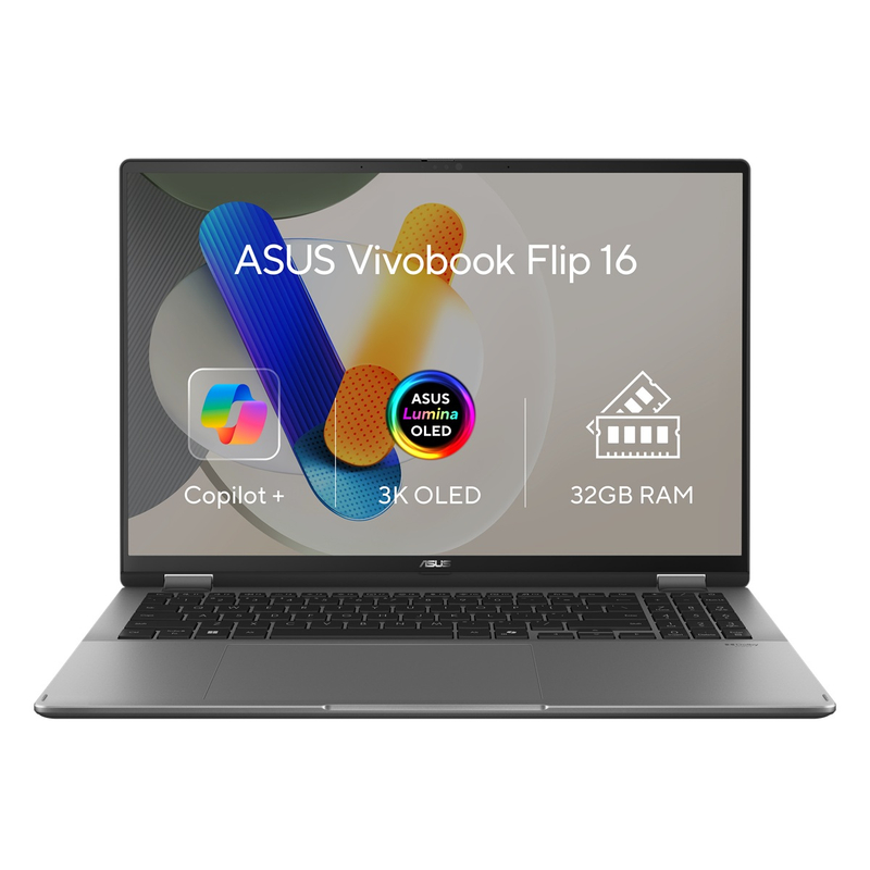 Laptop ASUS Vivobook 16 Flip, 16", Intel Core Ultra 7 258V, 32GB RAM, 1TB SSD, NVIDIA GeForxe RTX 5050 8GB, i hirtë