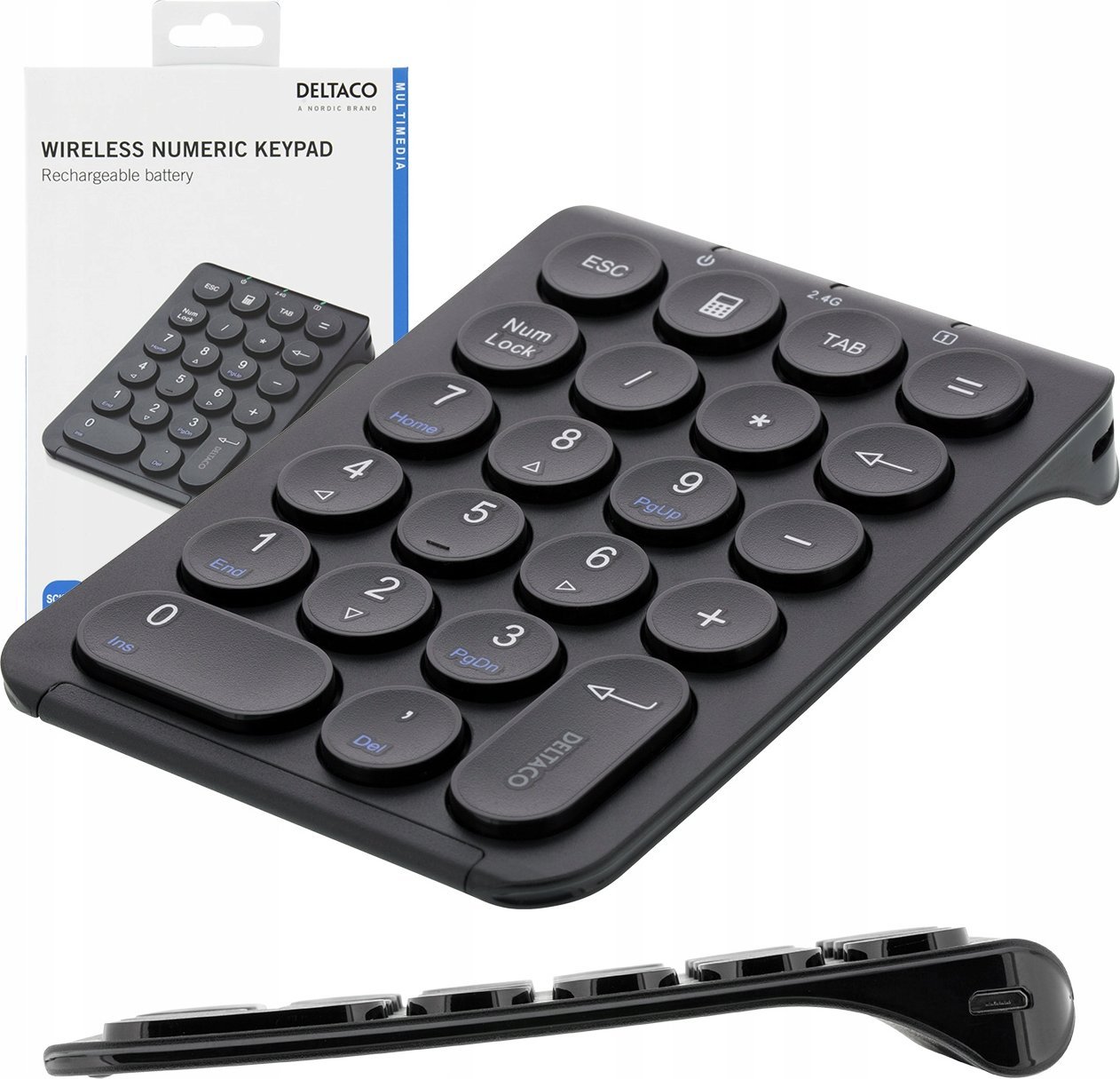 Tastierë numerike wireless DELTACO, 2.4 GHz, e zezë
