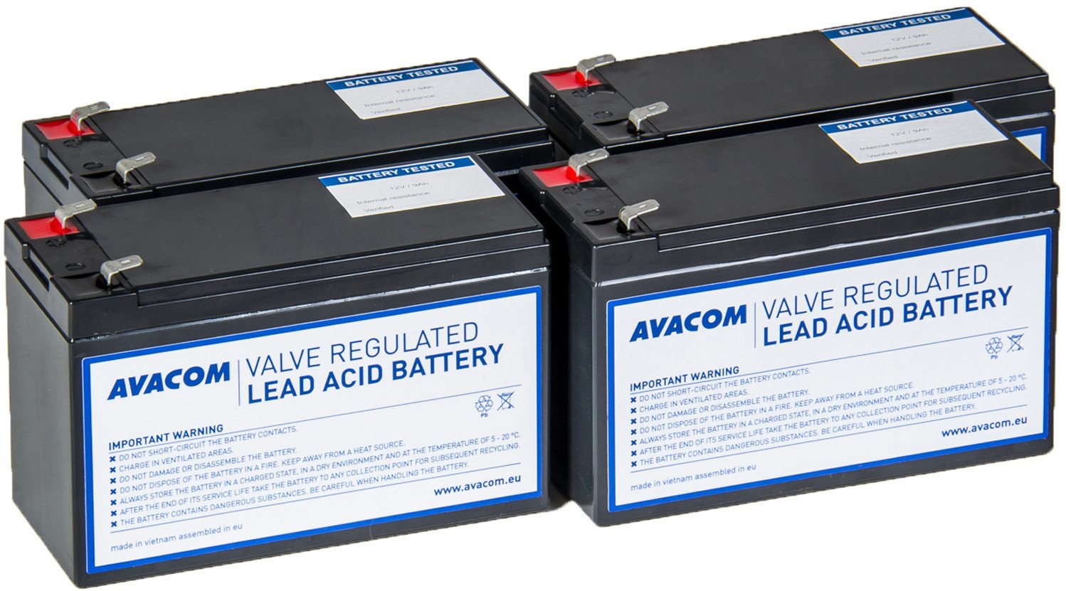 Set bateri për UPS AVACOM RBC157, 12V 9Ah, 4 copë