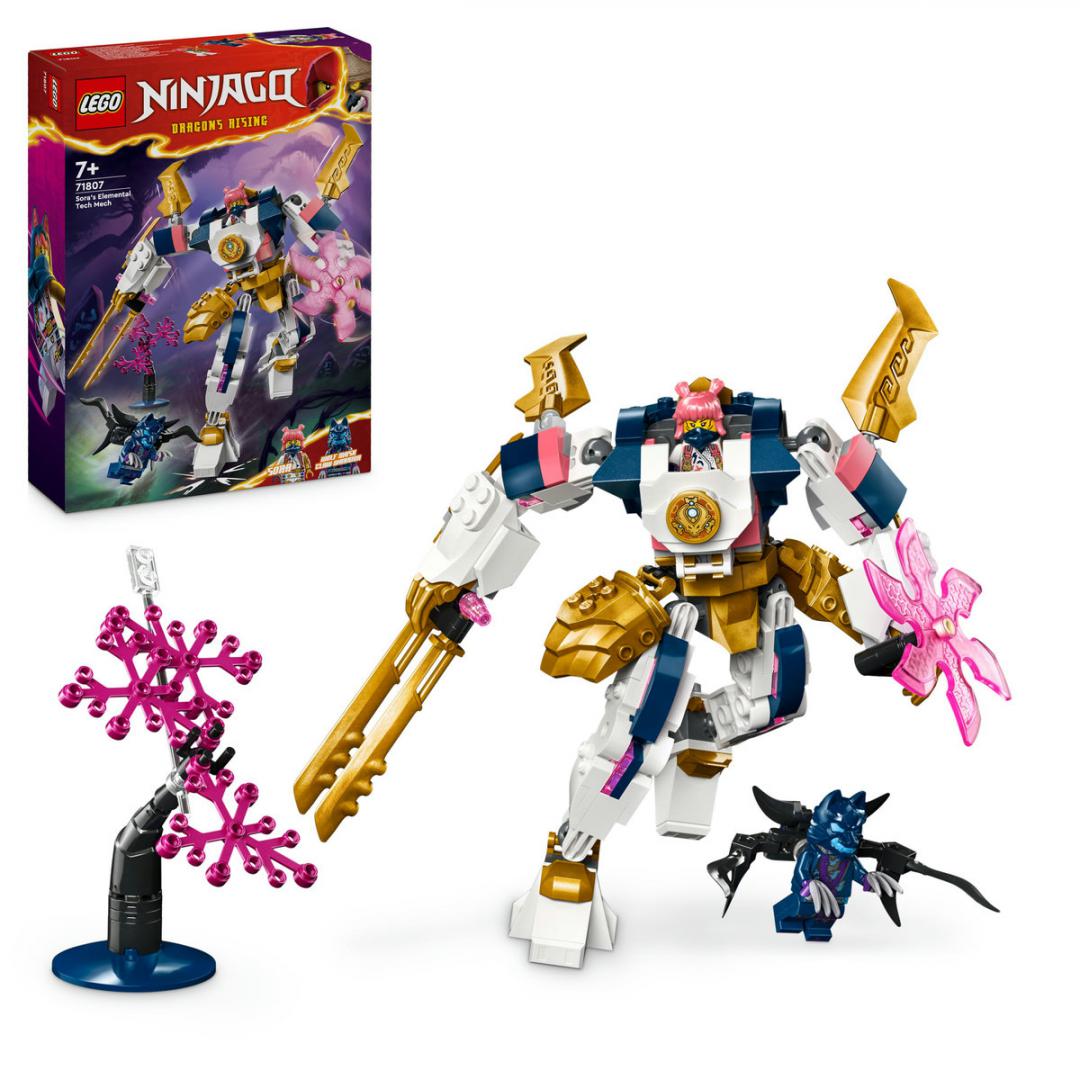 Set LEGO Ninjago Sora’s Elemental Tech Mech 71807, 209 pjesë, mbi 7 vjeç, shumëngjyrësh