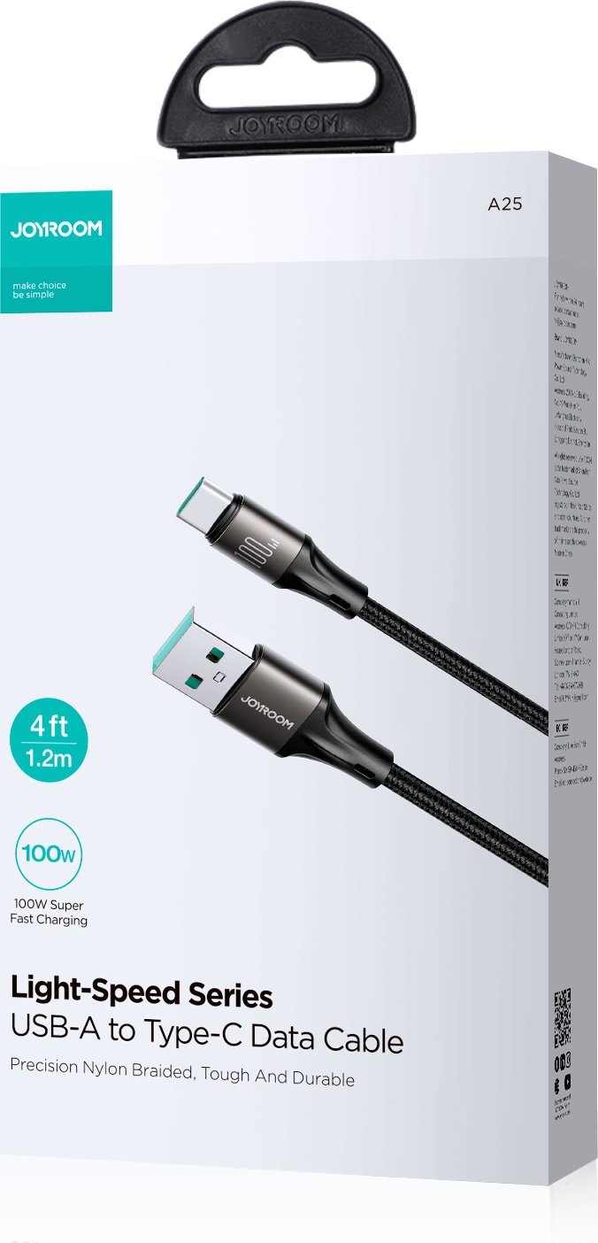 Kabllo USB Joyroom SA25 AC6, USB A në USB C, 100W, 1.2m, e zezë