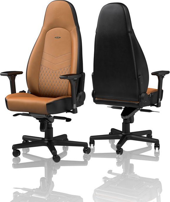 Karrige gaming dhe zyre noblechairs ICON, lëkurë natyrale, cognac e zezë
