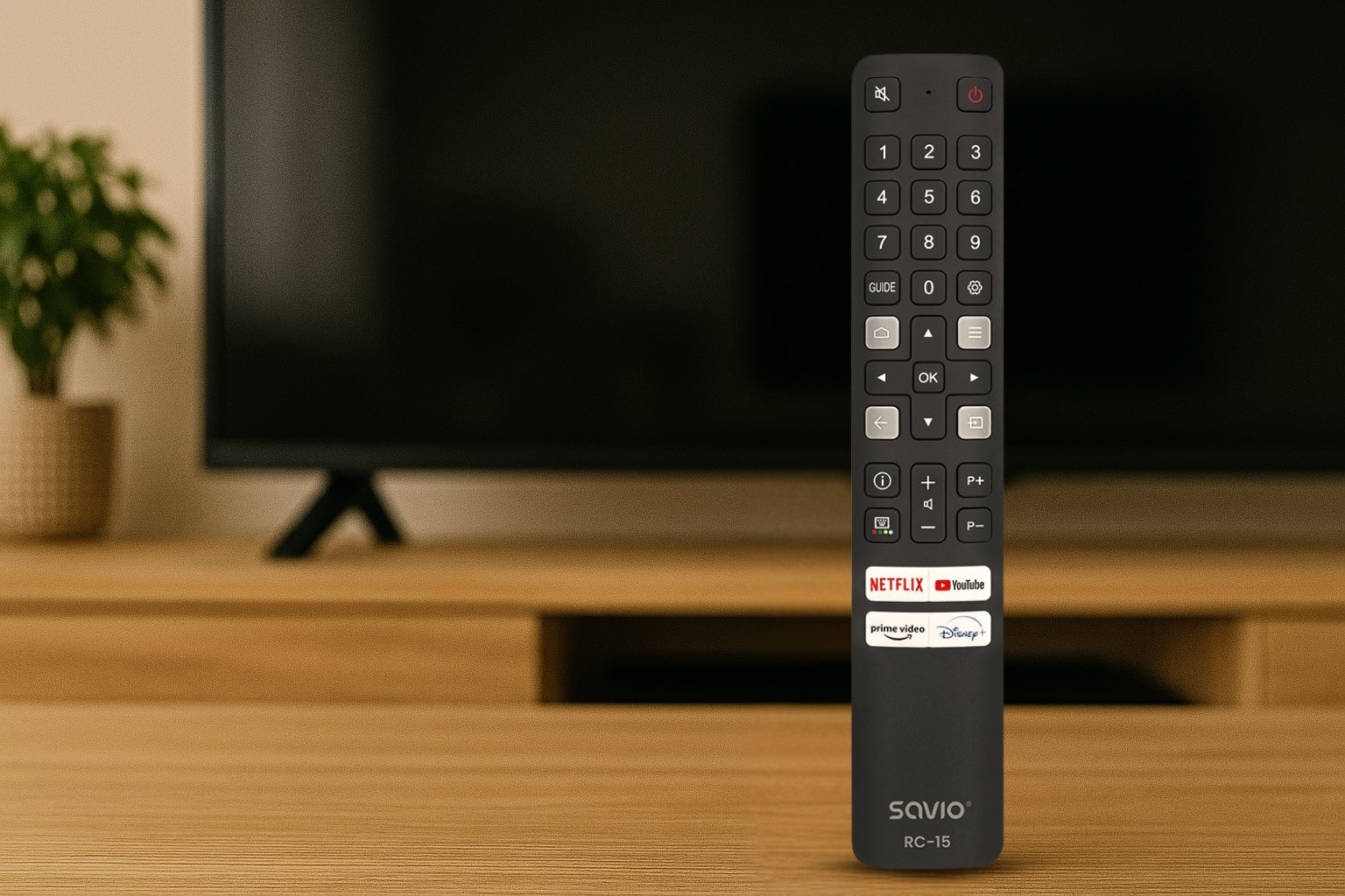 Telekomandë universale Savio RC-15, për TCL Smart TV, rreze 10m, e zezë