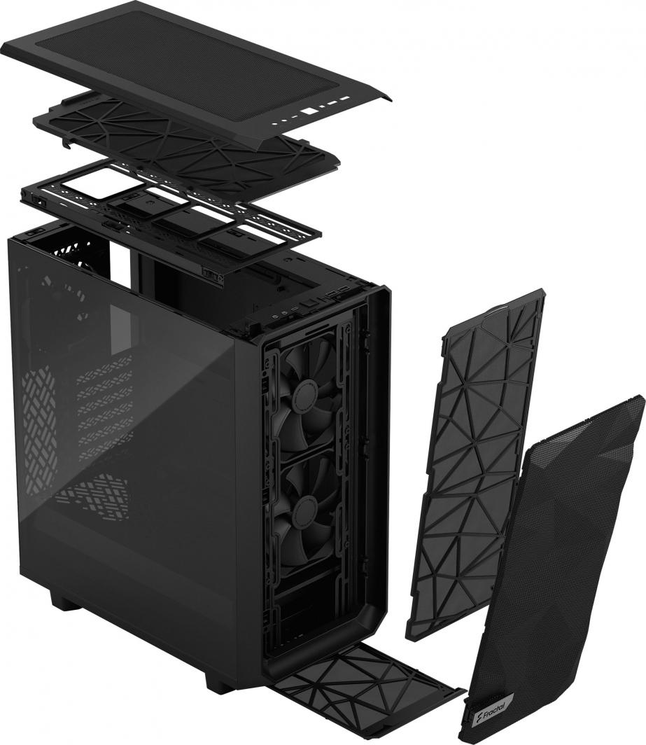 Куќиште за компјутер Fractal Design Meshify 2 Compact TG Light Tint, Црна, Midi Tower