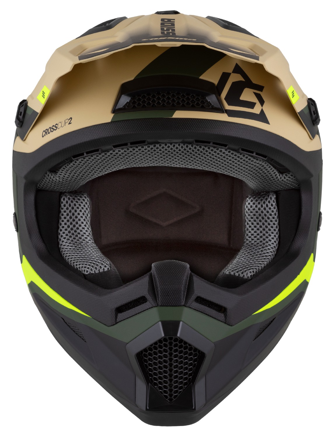 Helmetë moto CASSIDA Cross Cup 2 Napa, ECE 22.06, rreth 1550g, shumëngjyrëshe mat