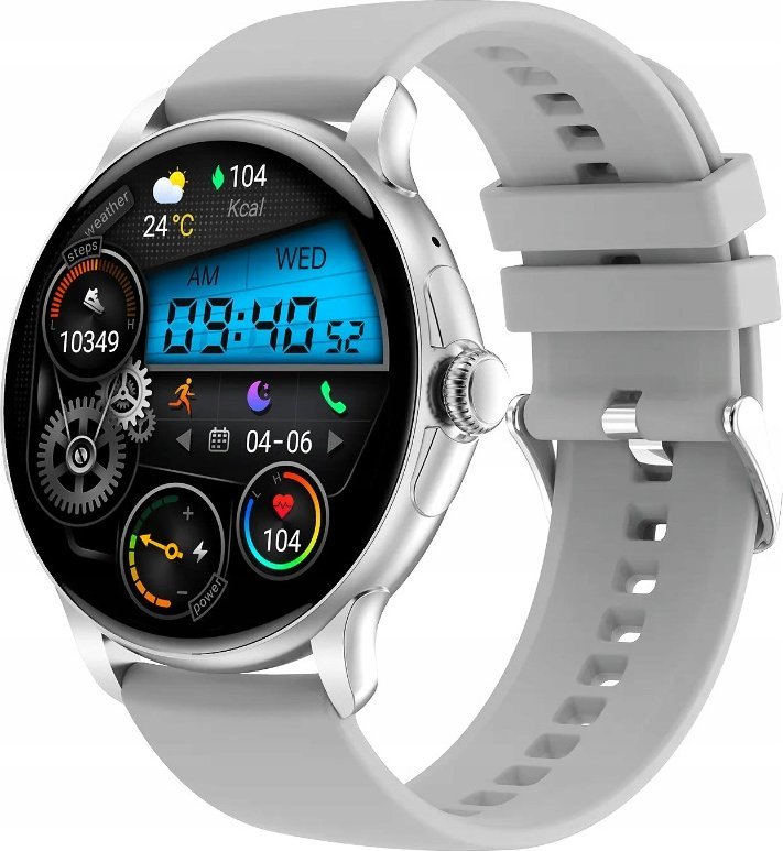 Smartwatch Rubicon RNCF35, ekran inteligjent, rezistent ndaj ujit, argjendtë
