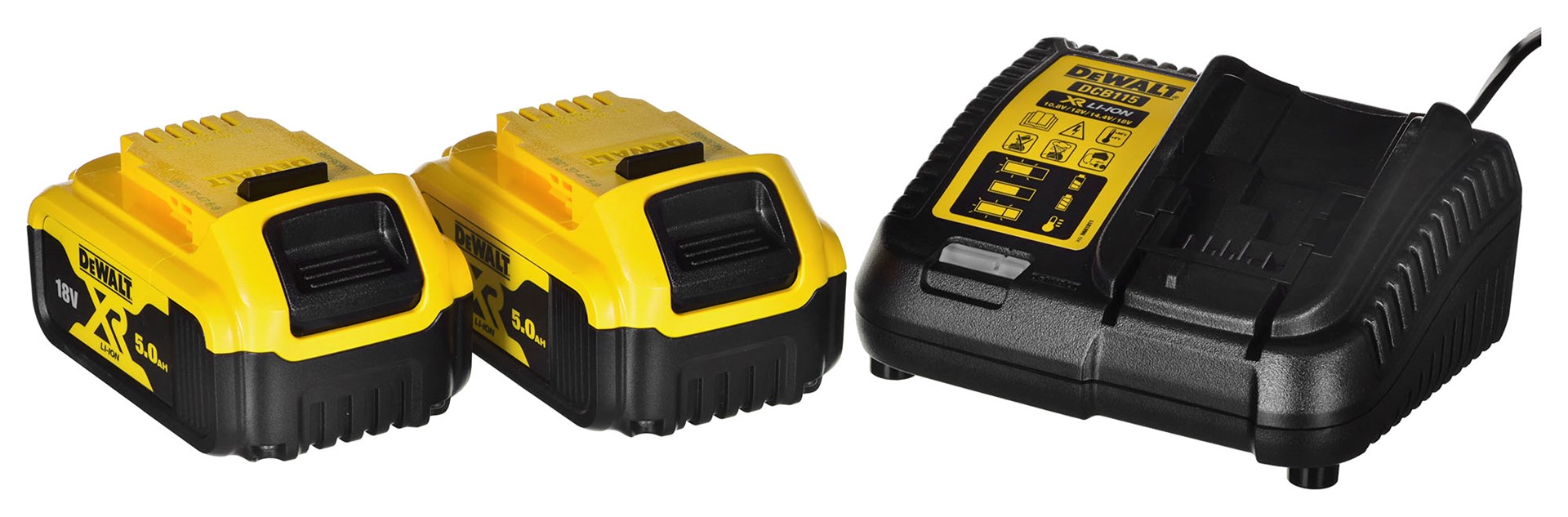 Set veglash pa kabllo Dewalt DCK266P2T QW, 18V, 2x 5.0Ah, i verdhë