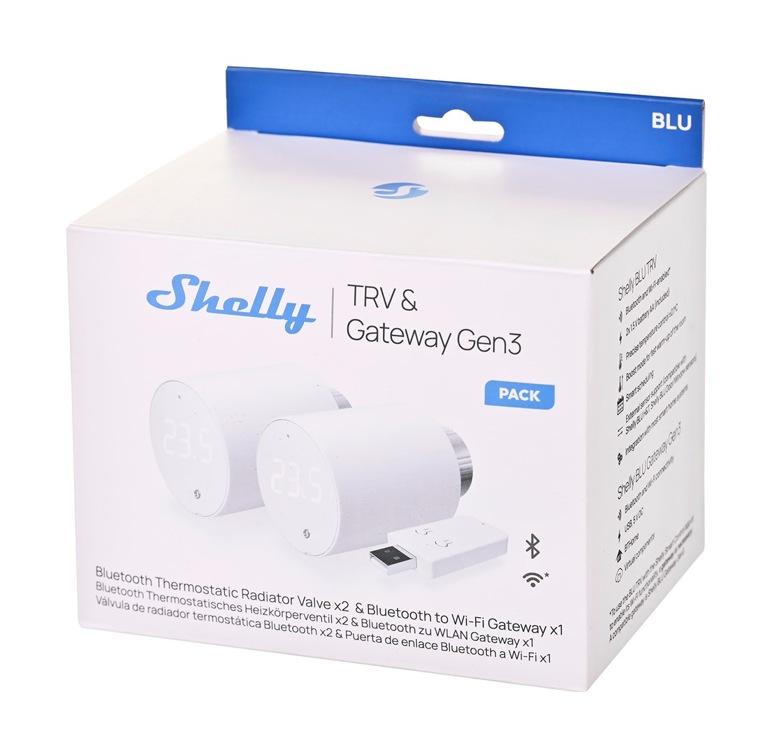 Valvul termostatike inteligjente Shelly Blu TRV 2, Wi-Fi, Bluetooth, e bardhë