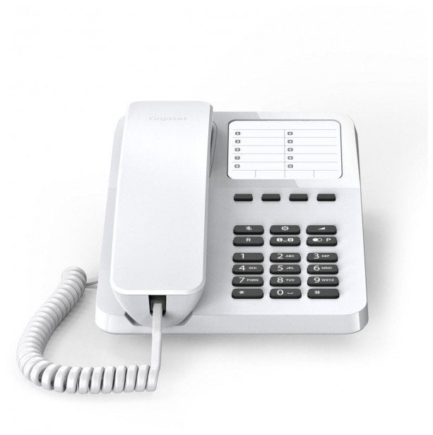 Telefoni me kabllo Gigaset DESK 400, analog, me butona shpejtthirrje, i bardhë