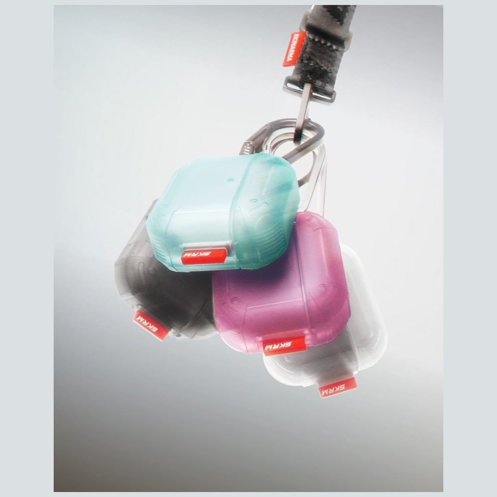 Këllëf Skinarma Mecha CE për AirPods 4, TPU, me karabinë, frost