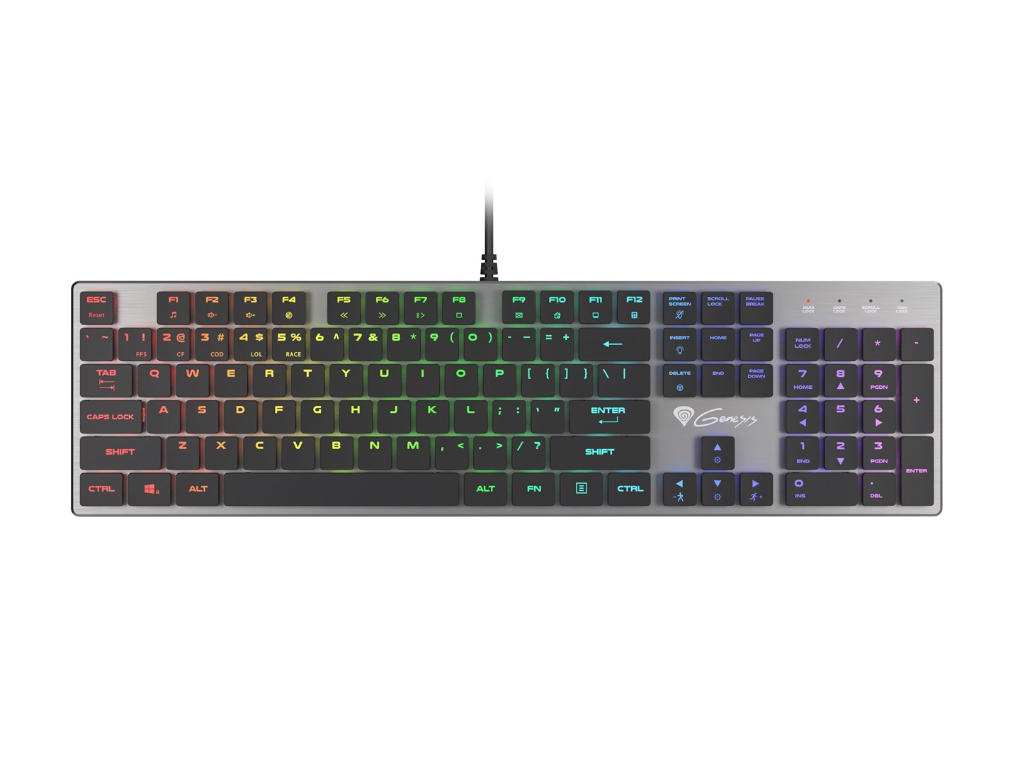 Tastierë lojërash Genesis Thor 420, Slim Content Blue, RGB, e zezë