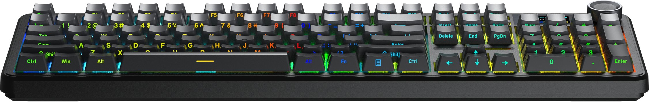 Tastierë mekanike wireless AULA F108 Pro, 104 taste, RGB, ekran digjital, gradient gri