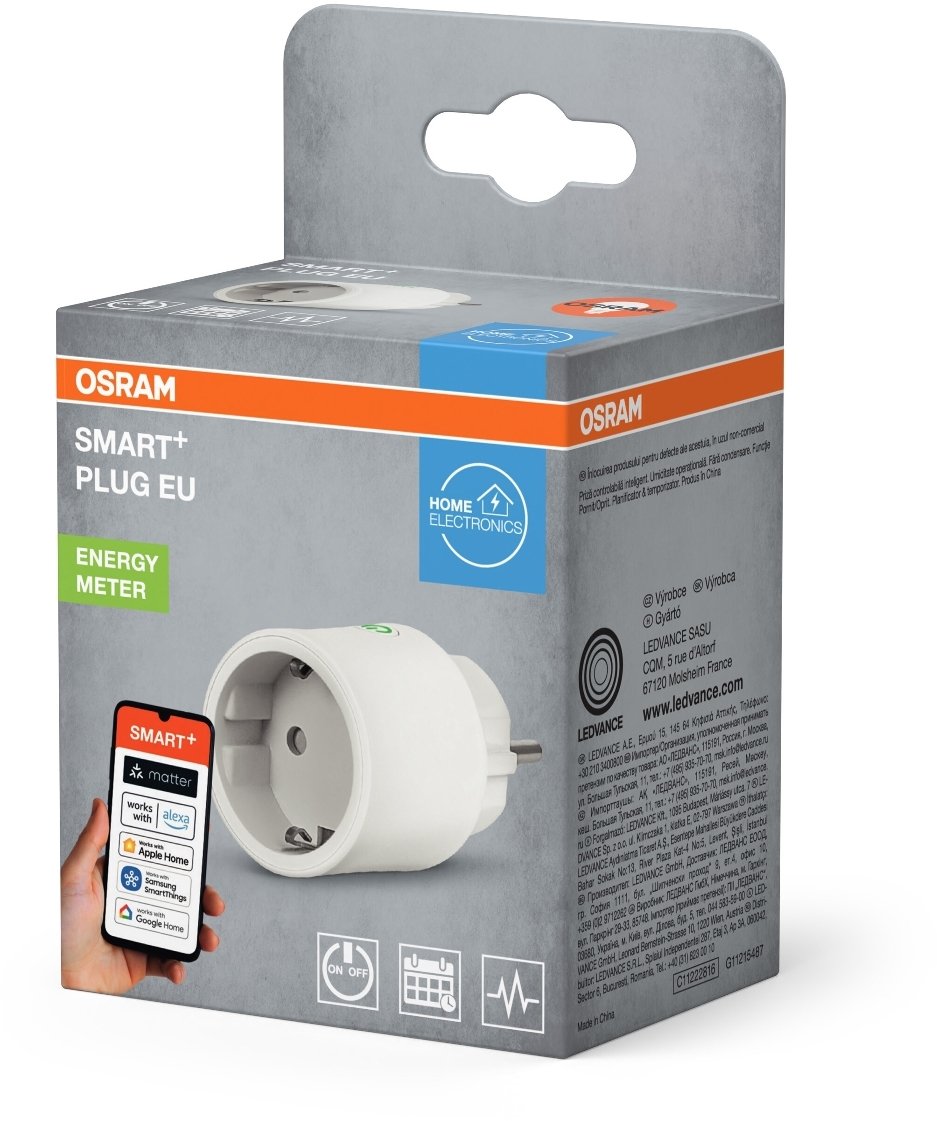 Prizë smart OSRAM Smart+ Radio Socket, WiFi Matter, matës energjie, e bardhë