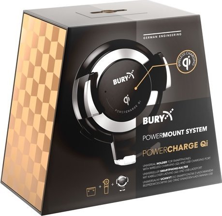 Mbajtës telefoni Bury PowerCharge Qi, karikim wireless 5W, USB Type C, i zi