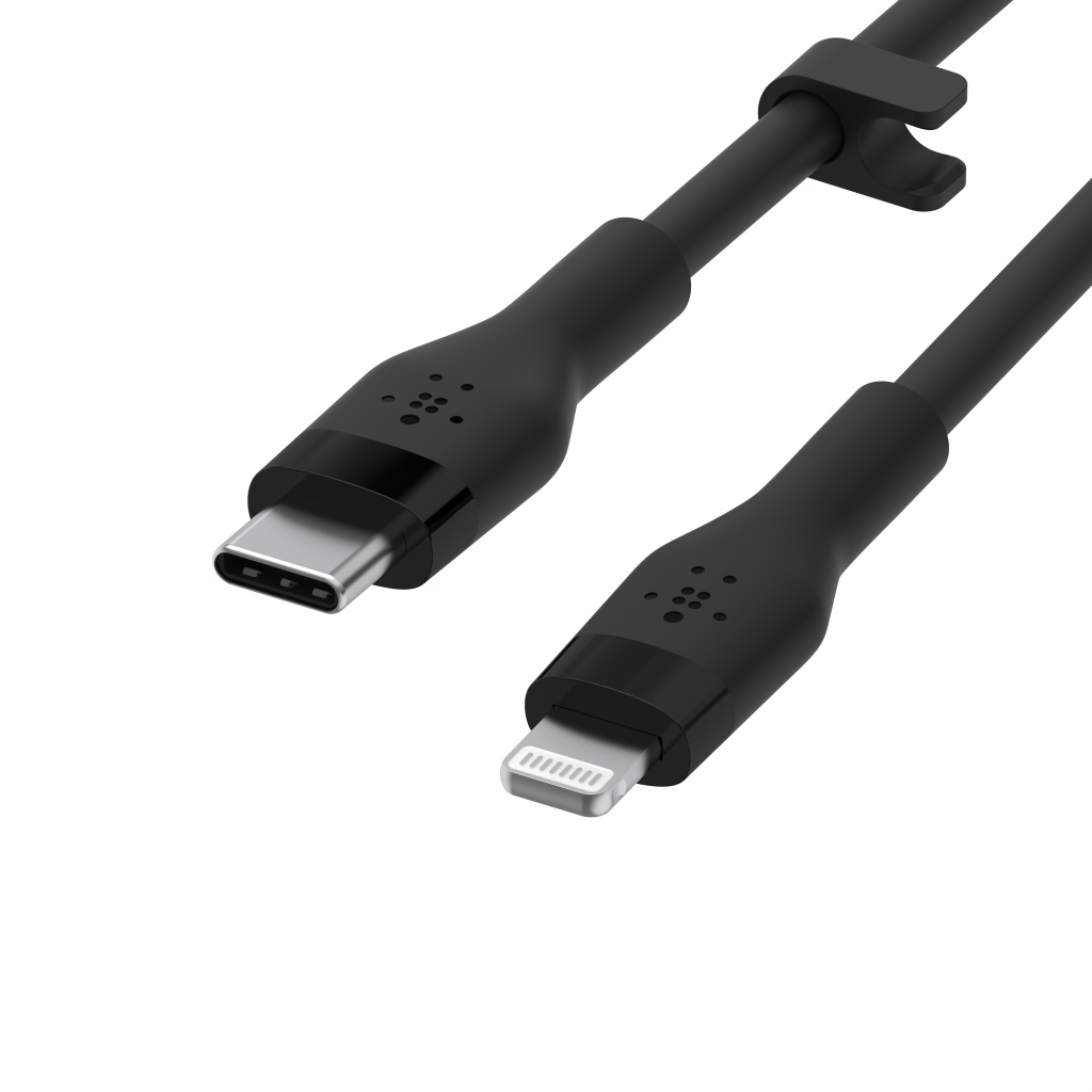 Kabllo silikoni Belkin Boost Charge USB-C - Lightning, 2m, e zezë