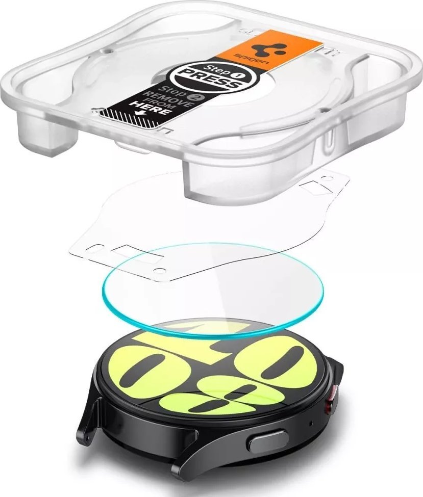 Xham mbrojtës Spigen Glass TR EZ Fit për Samsung Galaxy Watch7 44mm, set 2 copë, transparencë e lartë