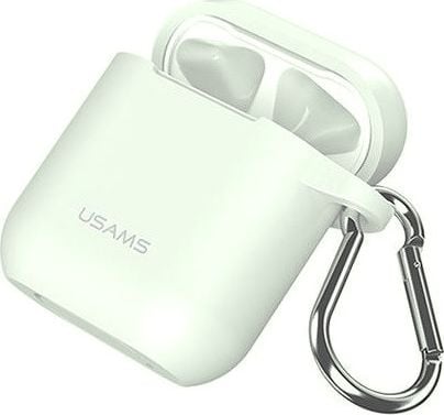 Mbulesë silikoni USAMS US-BH423 për AirPods, me karabinë, e verdhë florescente