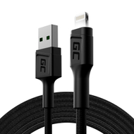 Kабел Green Cell KABGC12, 2 m, Lightning во USB-A, 480 Mbps, црна