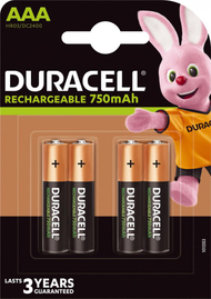 Duracell AAA Полниви Батерии, 750 mAh, Пакет од 4