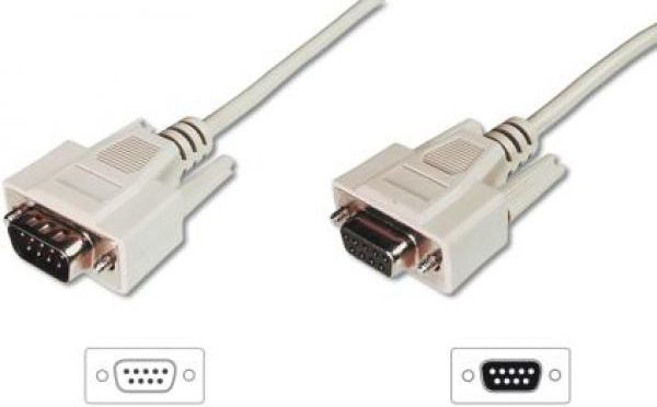 Kabllo seriale Digitus AK610203030E, DB9 mashkull në DB9 femër, 3m, bezhë