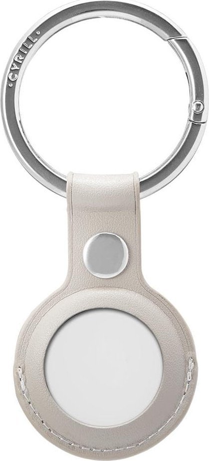 Mbajtëse AirTag Spigen Cyrill Basic Leather, lëkurë vegane, me karabinë, ngjyrë stone