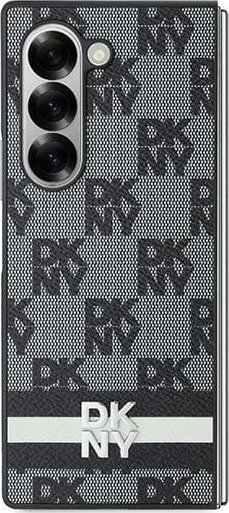Mbulesë telefoni DKNY PU Leather, për Samsung Galaxy Z Fold6, me dizajn me kuadrate dhe vija, e zezë