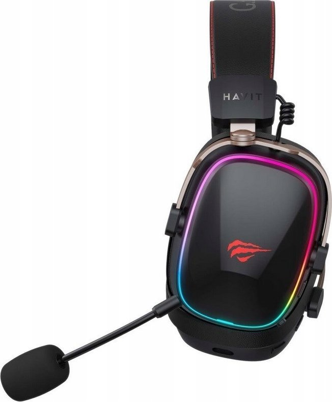 Kufje gaming Havit H2039BG, pa tela, USB Type C, të zeza me të kuqe