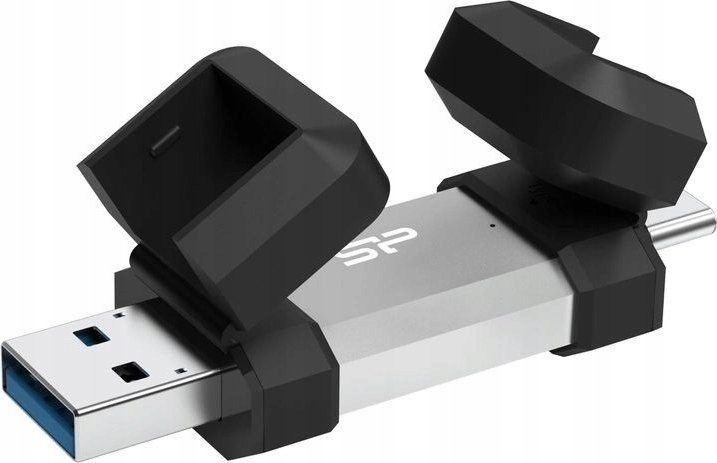 USB Силикон Пауер Мобиле C51, 128GB, USB 3.2 со USB A и Тип C, сребрена
