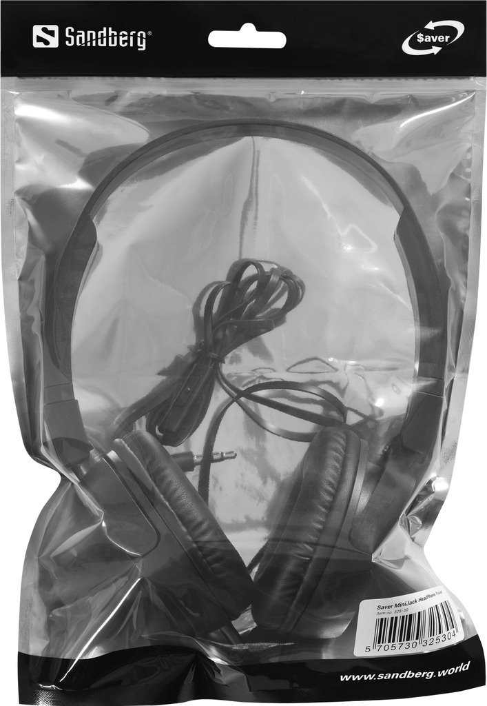 Kufje Sandberg Saver HeadPhone Travel, MiniJack 3.5mm, me kabllo, të zeza
