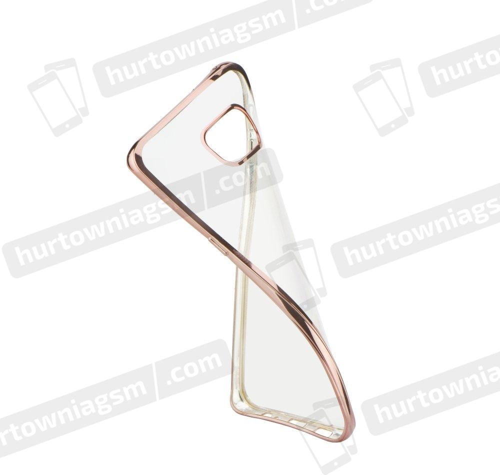 Këllëf telefoni Diamond për Samsung Galaxy A72 5G, silikoni transparent, buzë rozë metalike