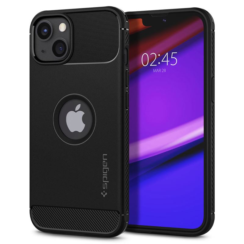 Mbështjellëse për iPhone 13 mini Spigen Rugged Armor, e zezë