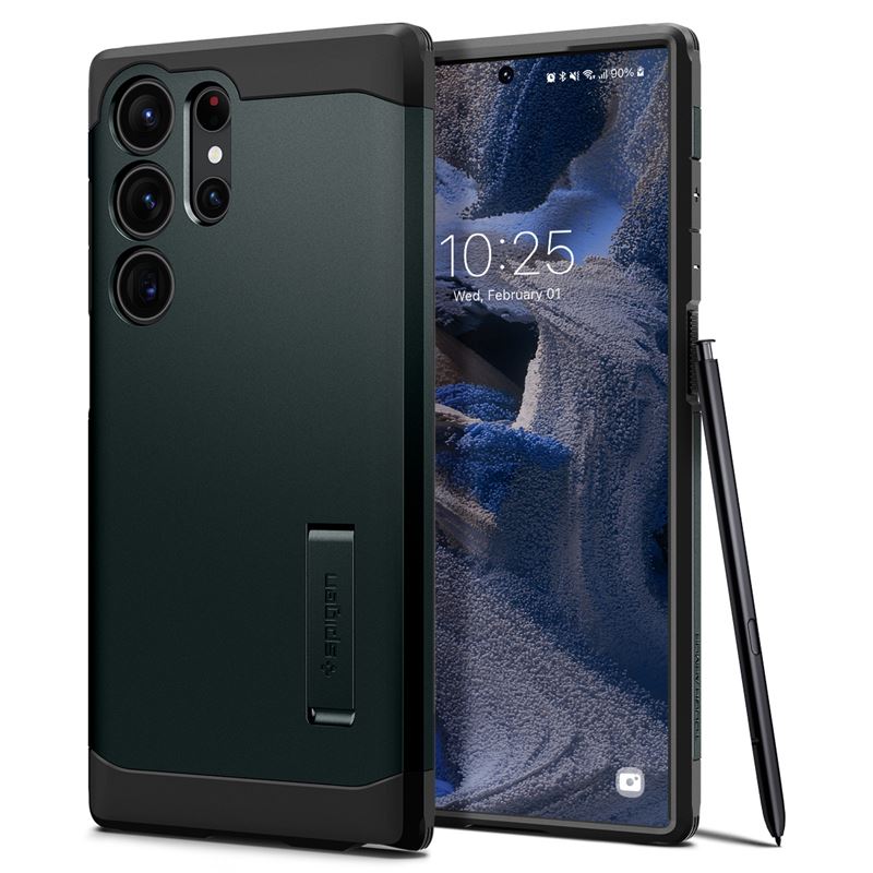 Mbështjellës për Samsung Galaxy S23 Ultra Spigen Tough Armor, i gjelbër