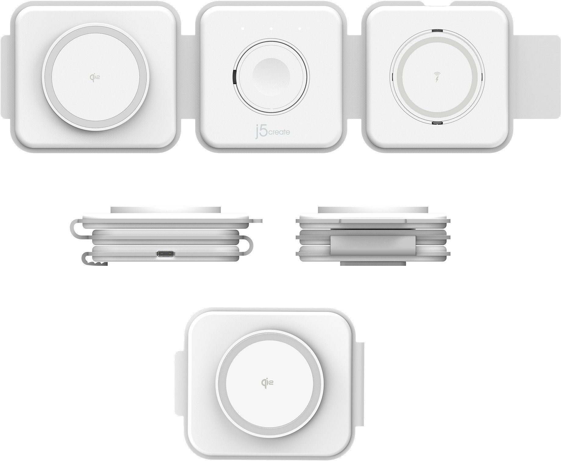 Stacion karikues wireless J5create Qi2 3 in 1 Magnetic Travel, 15W, palosës, i zi