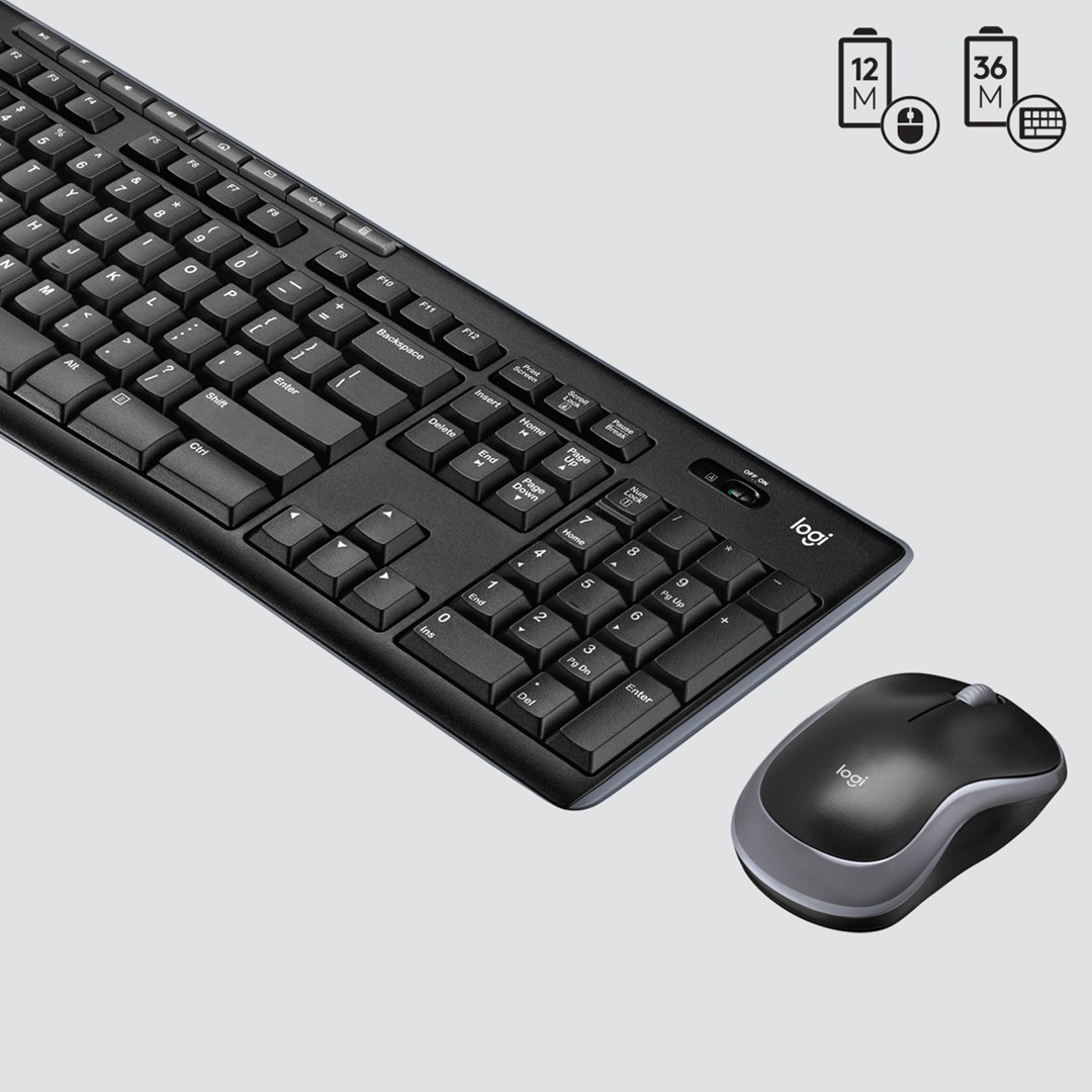Set tastierë dhe maus Logitech Wireless Combo MK270, e zezë