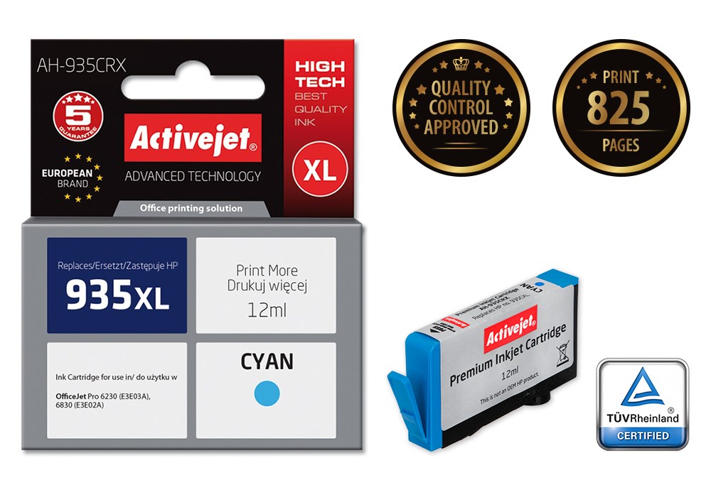 Ngjyrë për printer Activejet AH-935CRX (zëvendësim për HP 935XL C2P24AE), 12 ml, e kaltër