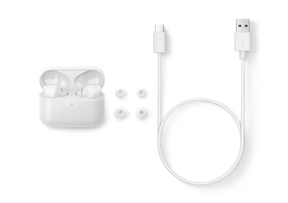 Dëgjuese Buds Philips TAT3217WT/00, wireless IPX5 Splash Mic, të zeza