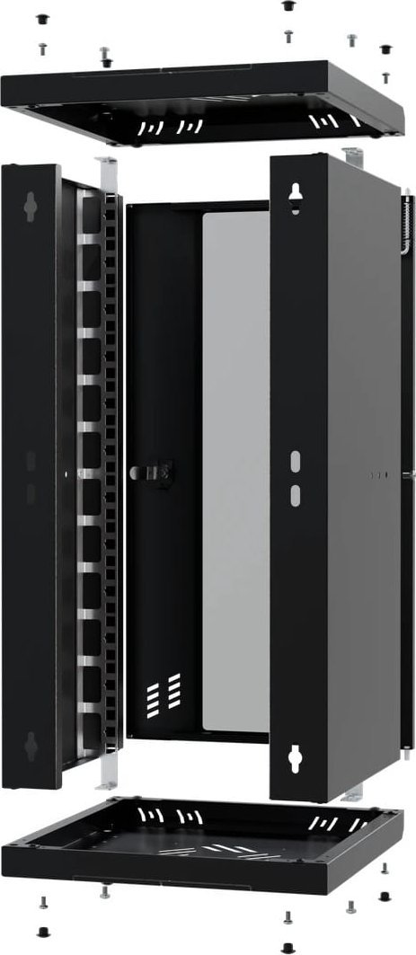 Kabinet rack Intalan 10" 12U, 300mm, montim në mur, i zi