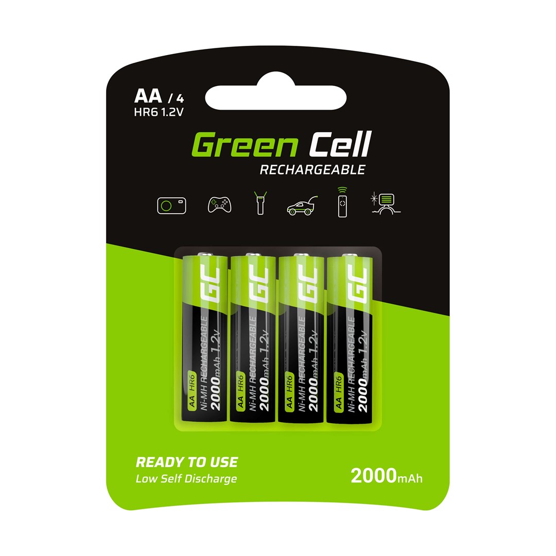 Bateri të rimbushshme Green Cell AA R6, 2000mAh, Ni MH, paketë 4 copë