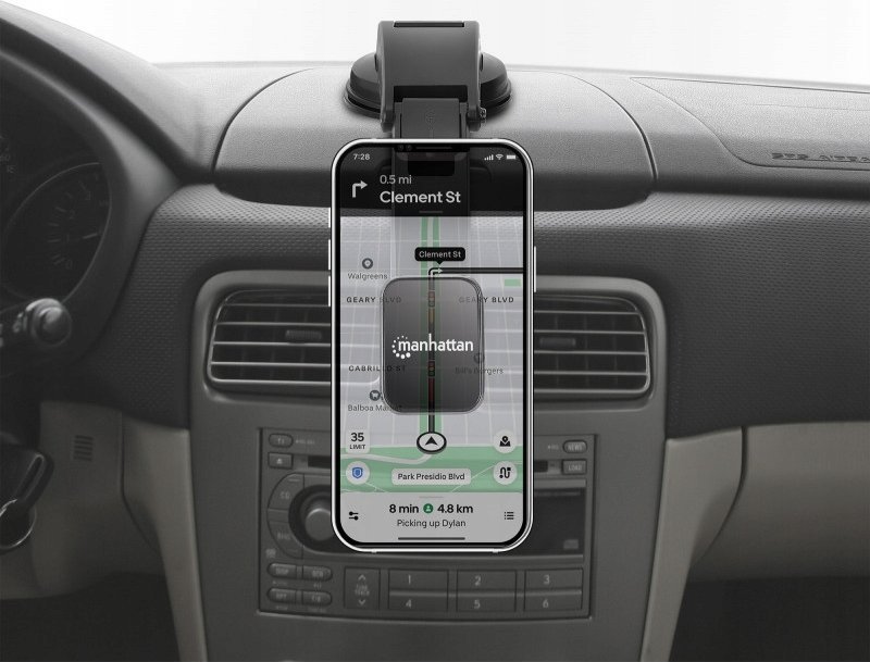 Mbajtëse magnetike për veturë Manhattan Universal, për smartphone, rrotullim horizontal dhe vertikal, e zezë