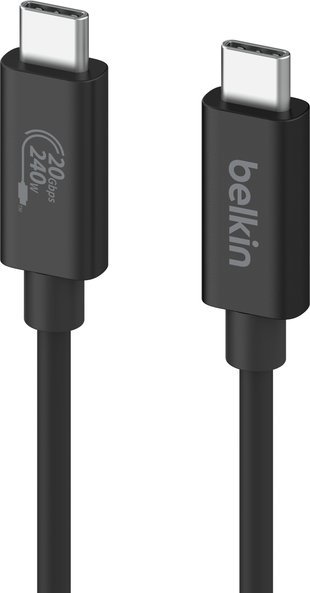 Kabllo Belkin USB-C në USB-C INZ004bt2MBK, USB4, 2 m, e zezë e bardhë