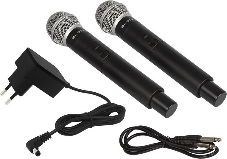 Set karaoke Blow, 2 mikrofonë wireless VHF, i zi