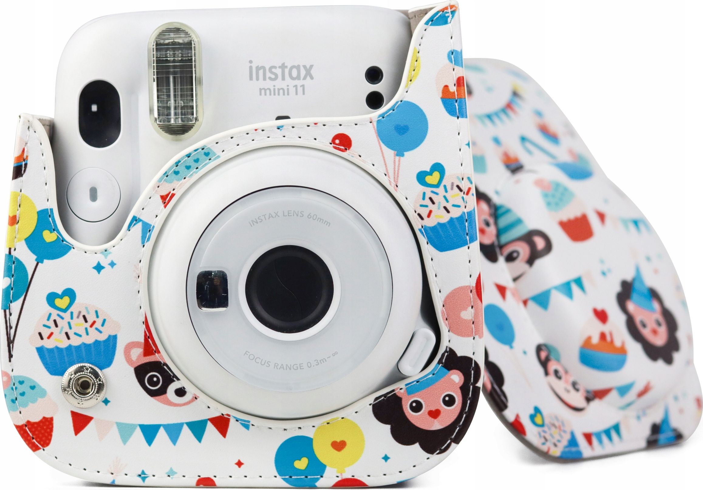 Кутивче LoveInstant за Fujifilm Instax Mini 11, дизајн Birthday, еко кожа, бело